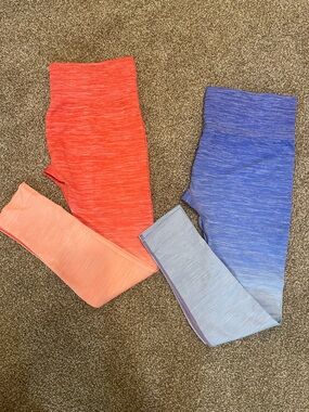 Girls Ombre Active Leggings - Coral & Periwinkle